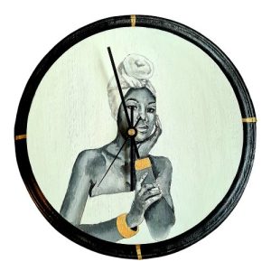 Hand Painted One of A Kind Afrocentric Wall Clock