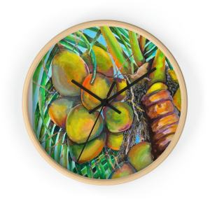 Tropical Coconut Tree Wall Clock by Oya Arts