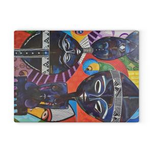 African Abstract Glass Cutting Board