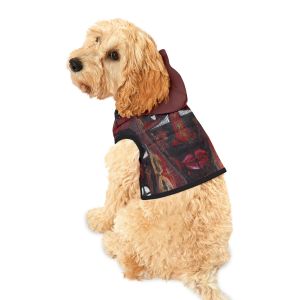 Dark Red Abstract   Art Pet Hoodie - Colorful Abstract Design for Stylish Pets