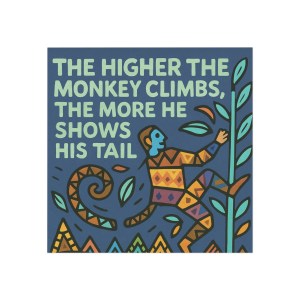 Colorful Caribbean Saying Magnets Square Magnet - Barbados - The Higher the Monkey Climbs