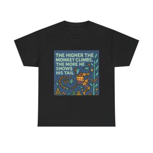 Whimsical Unisex Heavy Cotton Tee - The Higher The Monkey Climbs