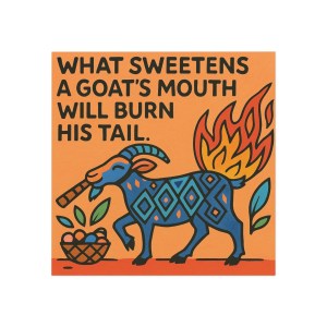 Colorful Caribbean Saying Magnets Square Magnet - Barbados - What Sweetens A Goats Mouth