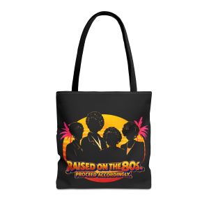 Raised on the 80s Tote Bag — Retro Vintage 1980s Slogan All-Over Print
